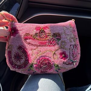 Mary Frances Pink Western Embroidered Clutch